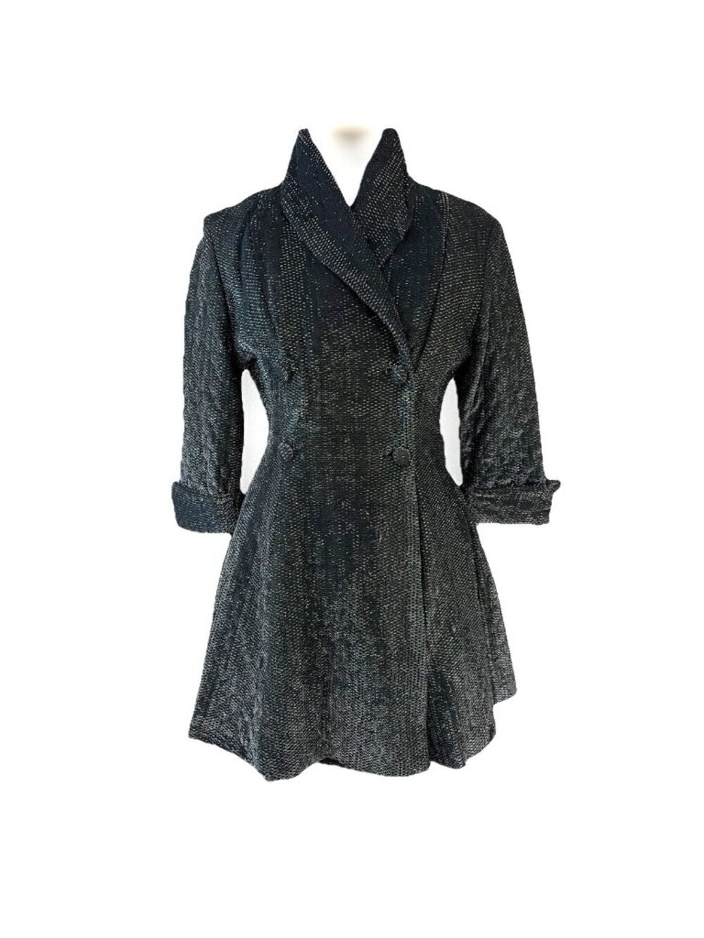 Vintage 50s Double Breasted Fit & Flare Jacket Women's 6 Glitter Steampunk Luxe